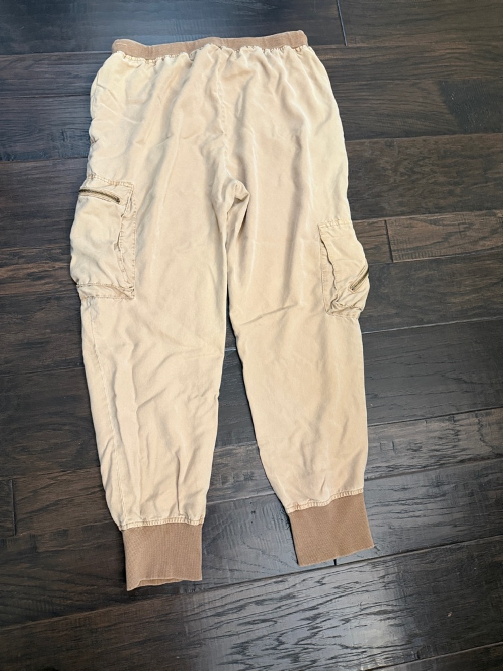 Women's Tan Cargo Jogger Pants - Cropped Ankle Style - Picture 6 of 8
